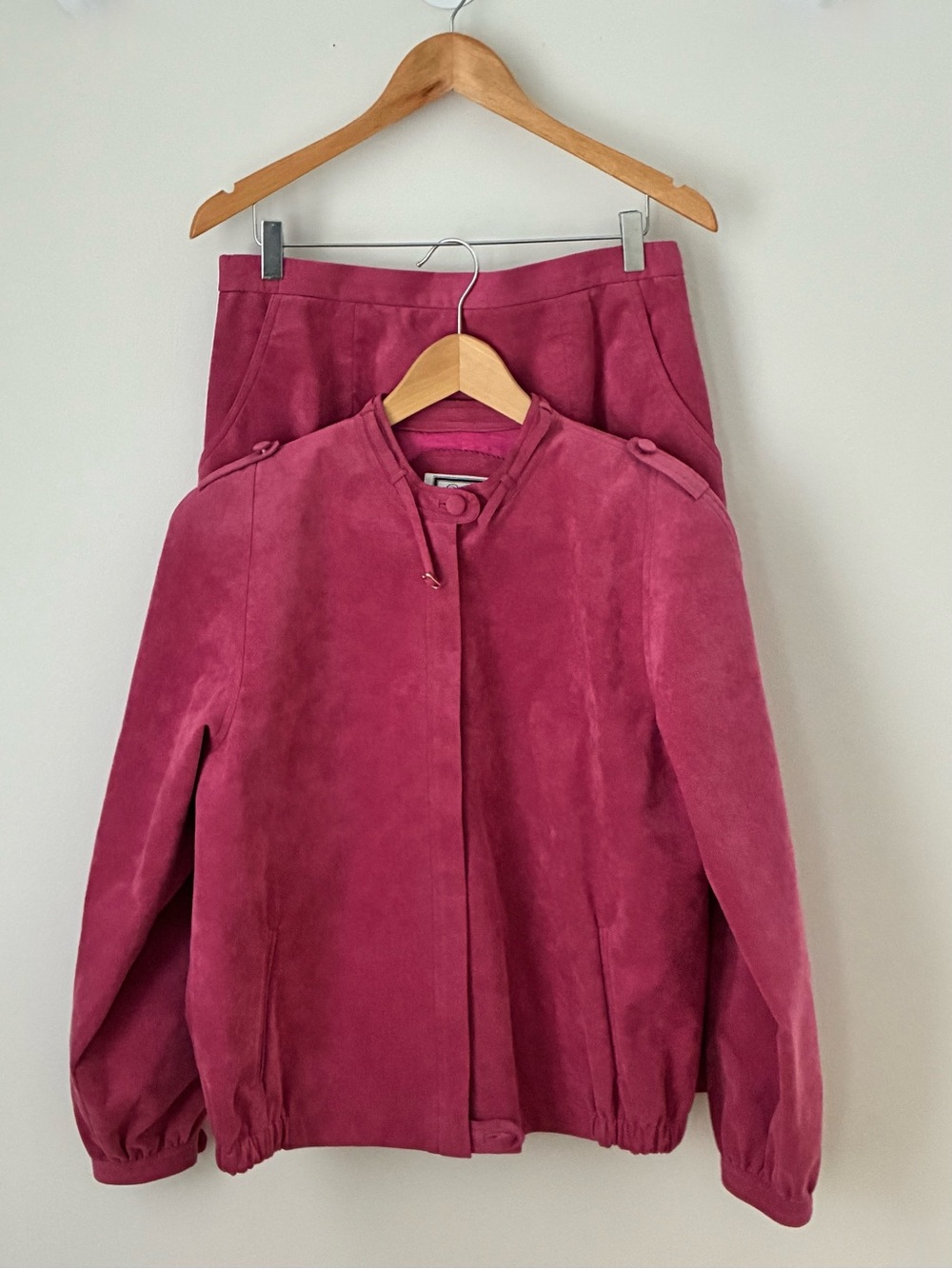 Fuchsia Ultra Suede Jacket and Skirt Set